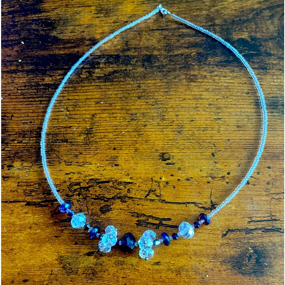 Handcrafted purple crystals necklace.
